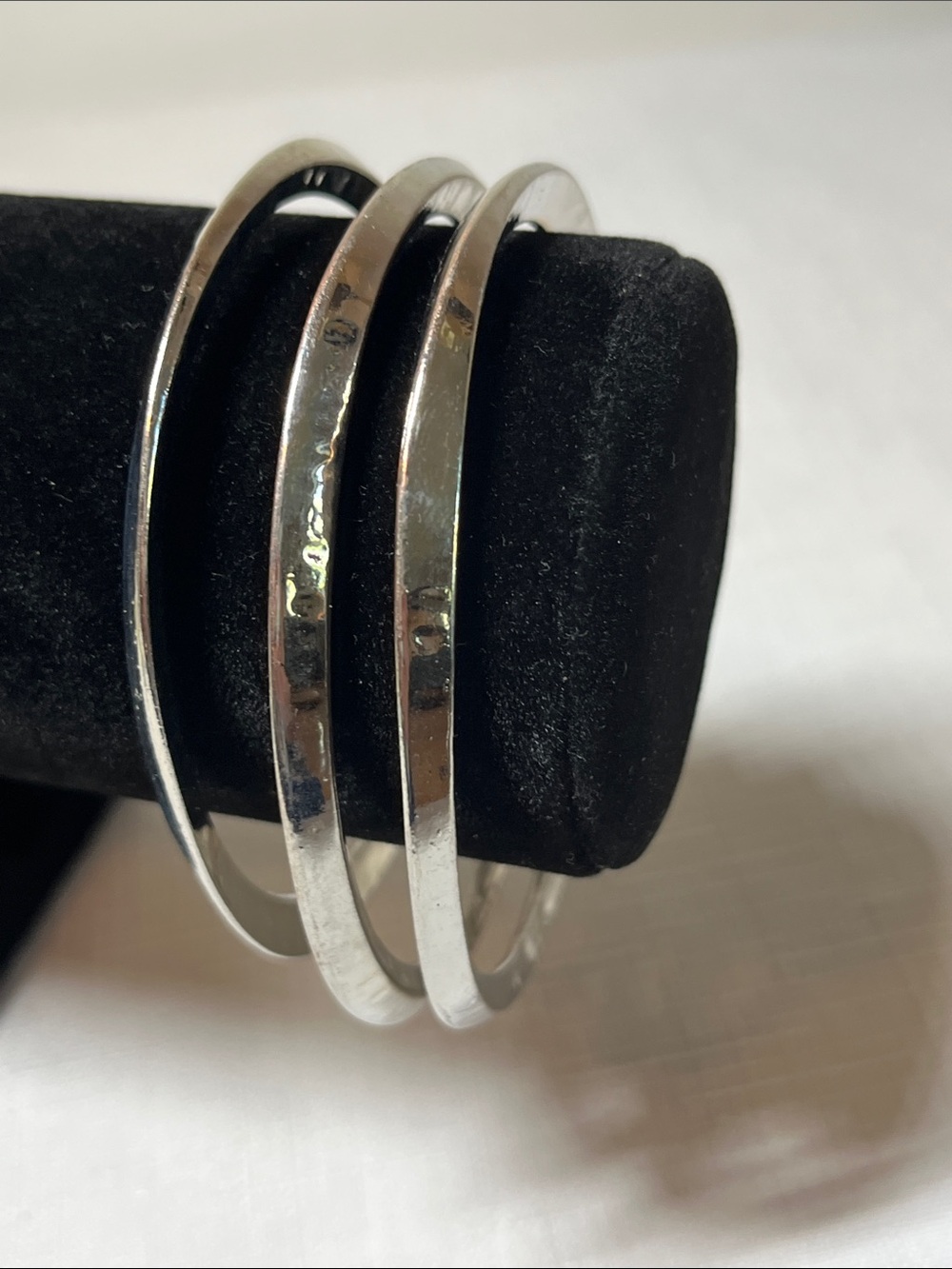 Vintage Silver Tone Stackable Bangle Set
Set of three